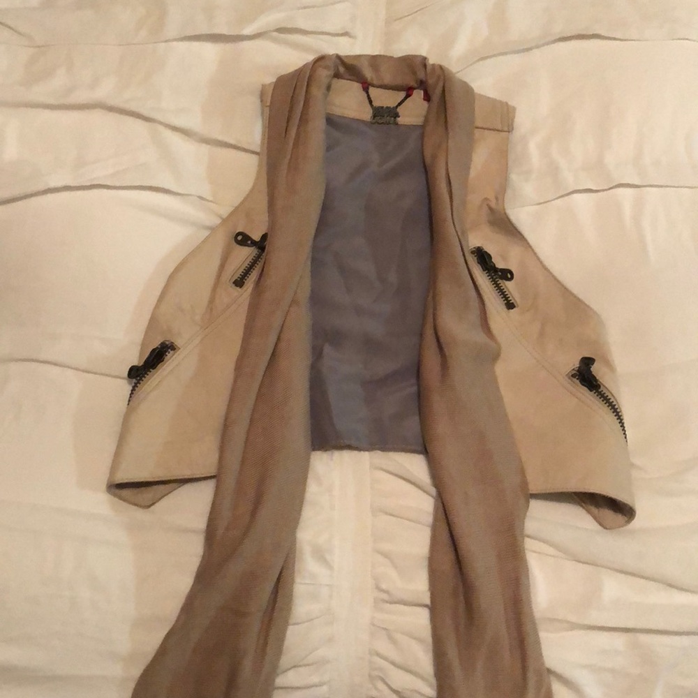 Leather vest with built in scarf